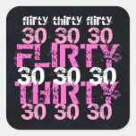 Flirty Thirty Birthday Black Pink Party Sticker