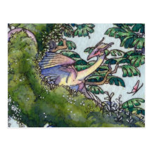 Flock of Orchid wyverns postcard 2