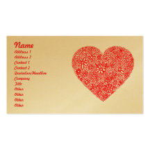 Flocked Heart - Gold Business Card Template