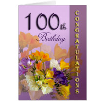Floral 100th Birthday Congratulations Card