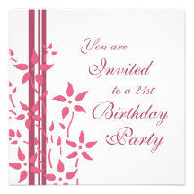 Floral 21st Birthday Party Invitations