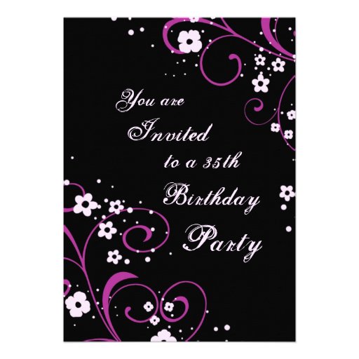 Floral 35th Birthday Party Invitations