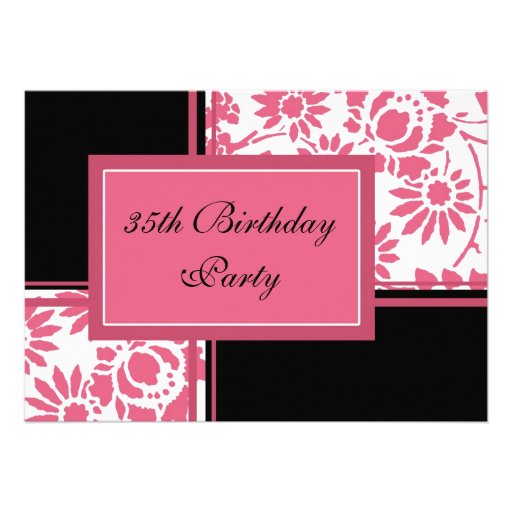 Floral 35th Birthday Party Invitations