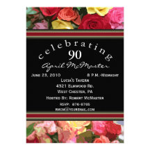 Floral 90th Birthday Party Invitation