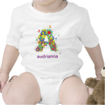 Floral Alphabet Name Baby Tee (Monogram A)