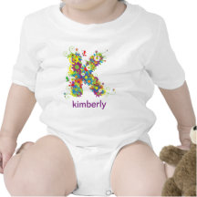 Floral Alphabet Name Baby Tee (Monogram K)
