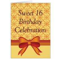 Floral background sweet 16 birthday card