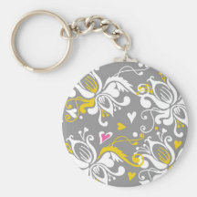 Floral Baroque Pattern Key Chains