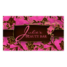 Floral Beauty Business Card Gold Trim Pink Brown H