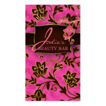 Floral Beauty Business Cards Gold Trim Pink Brown