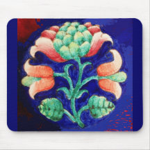 FLORAL , blue pink green Mousemat