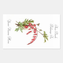 Floral Bookplate Rectangular Stickers