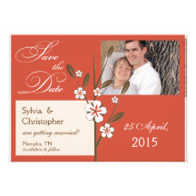 Floral Branch - photo save the date card Custom Invite