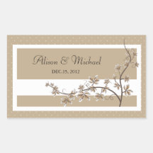 Floral Brown -Wedding Seal Rectangular Stickers