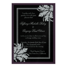 Floral Burst Wedding Invite Metallic [Eggplant]