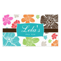 Floral Business Card Salon Spa Tropical Blue