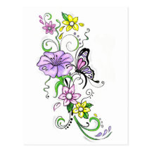 Floral Butterfly Post Cards