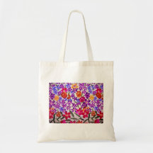 Floral cloth material canvas bag