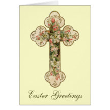 Floral Cross Easter Greetings Greeting Cards