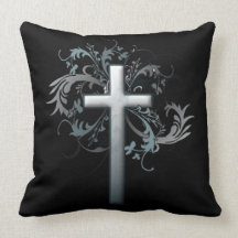 Floral Cross Throw Pillow
