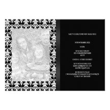 Floral Damask Black & White Photo All Events Invitation