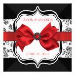 Floral Damask Wedding Invite with Bow