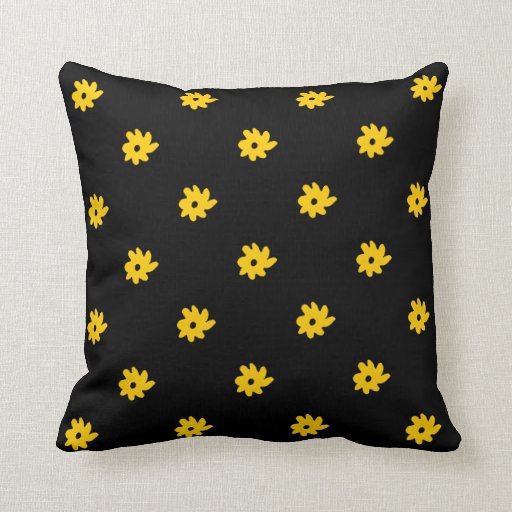 floral design . black and yellow throw pillow Zazzle