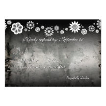 Floral & Distressed Metal Urban RSVP Cards Personalized Announcement