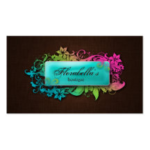 Floral Fashion Linen Blue Brown Business Card