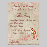Floral Fawn Baby Invitation invitations