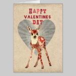 Floral Fawn Valentines Card cards