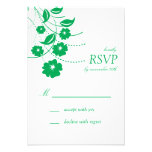 Floral Flourish RSVP Cards (Green / White) Personalised Invites