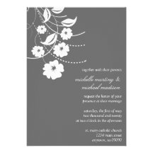 Floral Flourish Wedding Invitation (Dark Grey)