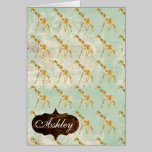 Floral Giraffe Pattern Notecard cards