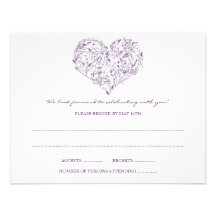 Floral Heart (Purple) RSVP Postcard Invites