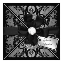 Floral Lace Invite with Diamond Bow