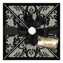 Floral Lace Invite with Diamond Bow