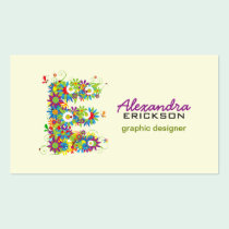 Floral Monogram "E" Initial Business Card business cards
