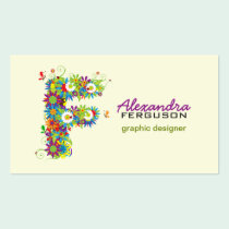 Floral Monogram "F" Initial Business Card business cards