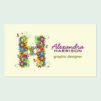 Floral Monogram "H" Initial Business Card business cards