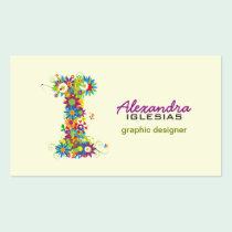 Floral Monogram "I" Initial Business Card business cards