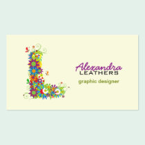 Floral Monogram "L" Initial Business Card business cards