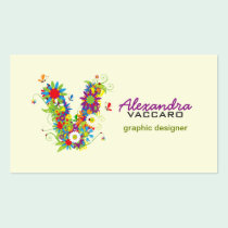 Floral Monogram "V" Initial Business Card business cards