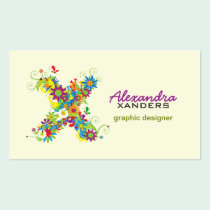 Floral Monogram "X" Initial Business Card business cards