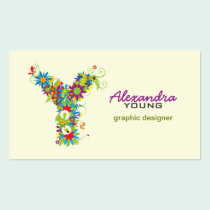 Floral Monogram "Y" Initial Business Card business cards