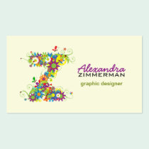 Floral Monogram "Z" Initial Business Card business cards