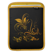 Floral Ornament in Gold Sleeves For iPads