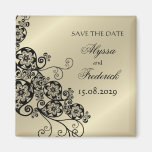 Floral Paisley Black Save The Date Magnet