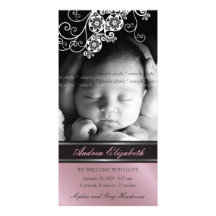 Floral Paisley Flower Chic Baby Birth Announcement Personalized Photo Card