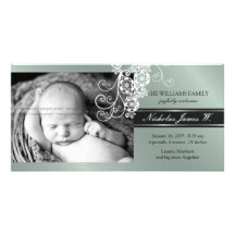 Floral Paisley Flower Chic Baby Birth Announcement Personalized Photo Card